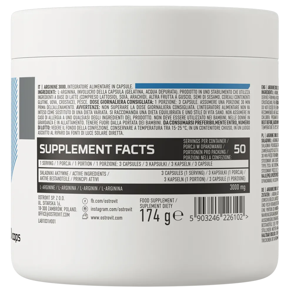 OstroVit Arginina 3000 mg 150 kapsułek
