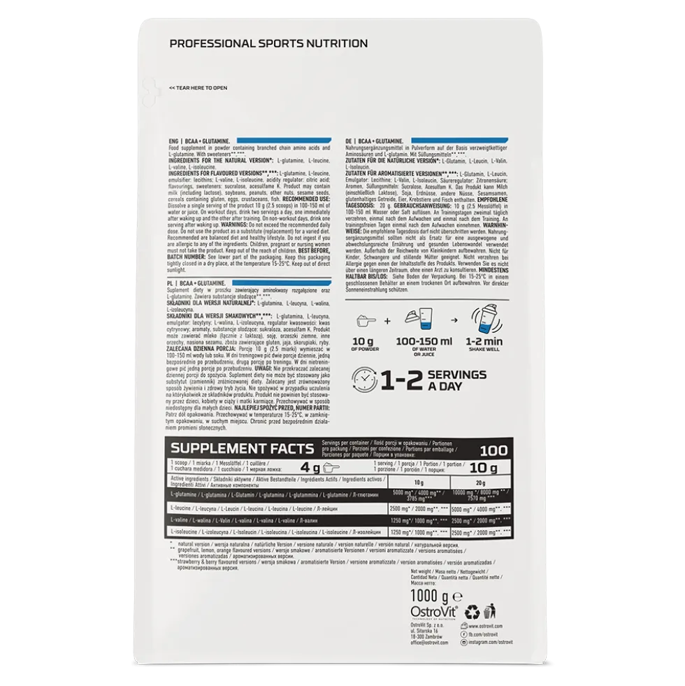 OstroVit BCAA + Glutamina 1000 g