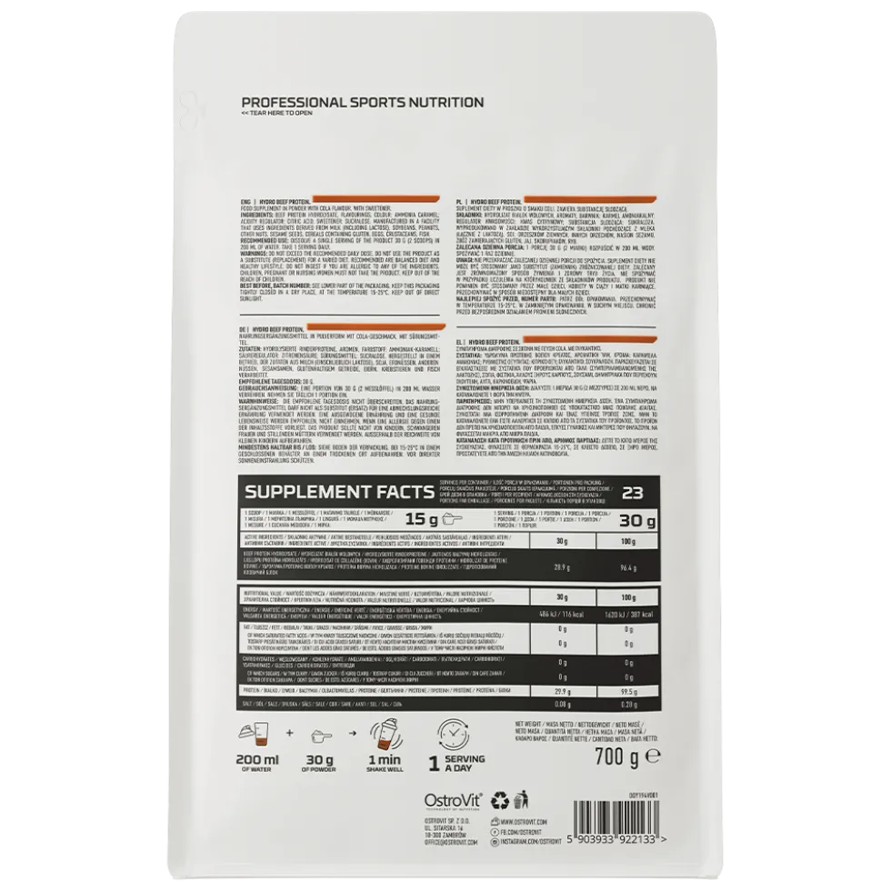 OstroVit Hydro Beef Protein 700 g