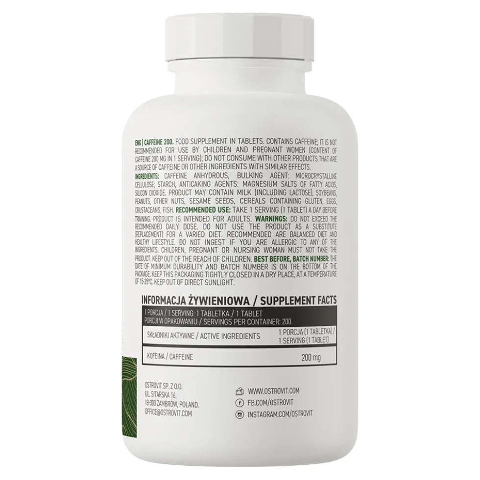 OstroVit Kofeina 200 mg VEGE 200 tabletek