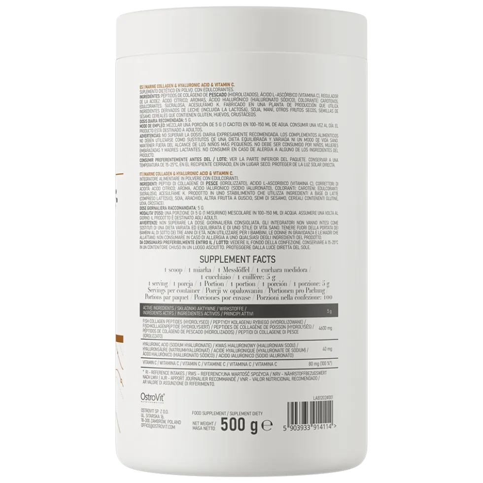 OstroVit Kolagen Morski + Kwas Hialuronowy + Witamina C 500 g