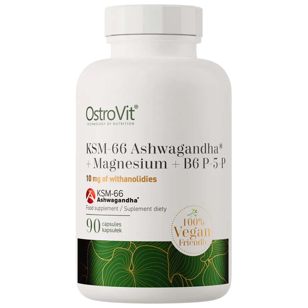 OstroVit KSM-66 Ashwagandha® + Magnez + B6 P-5-P VEGE 90 kapsułek
