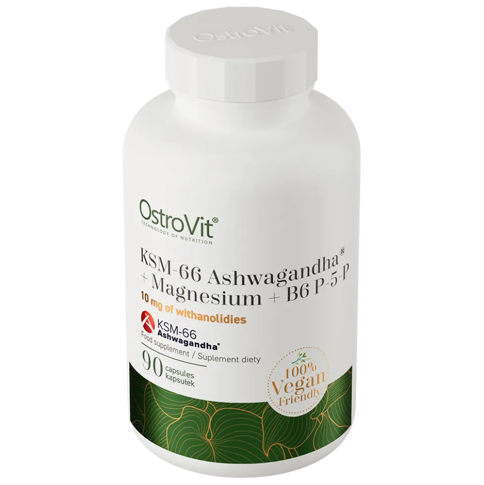 OstroVit KSM-66 Ashwagandha® + Magnez + B6 P-5-P VEGE 90 kapsułek