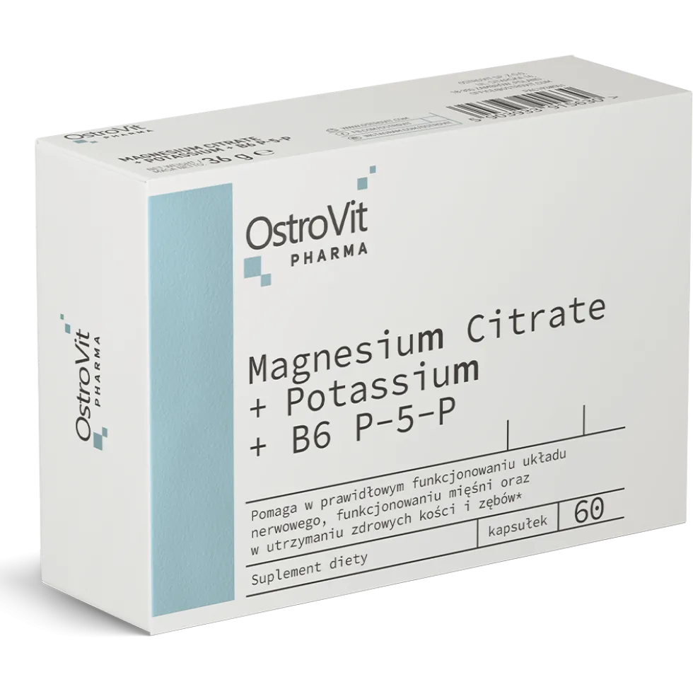 OstroVit Pharma Cytrynian Magnezu + Potas + B6 P-5-P 60 kapsułek