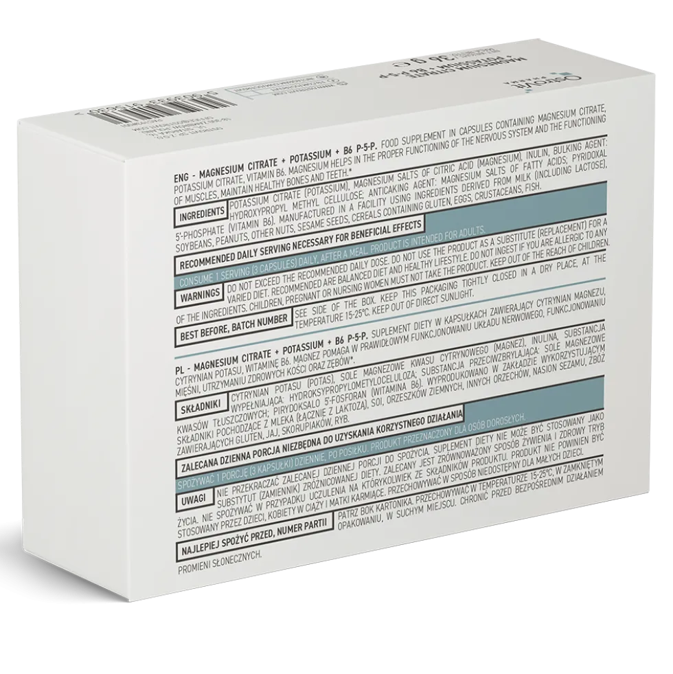 OstroVit Pharma Cytrynian Magnezu + Potas + B6 P-5-P 60 kapsułek