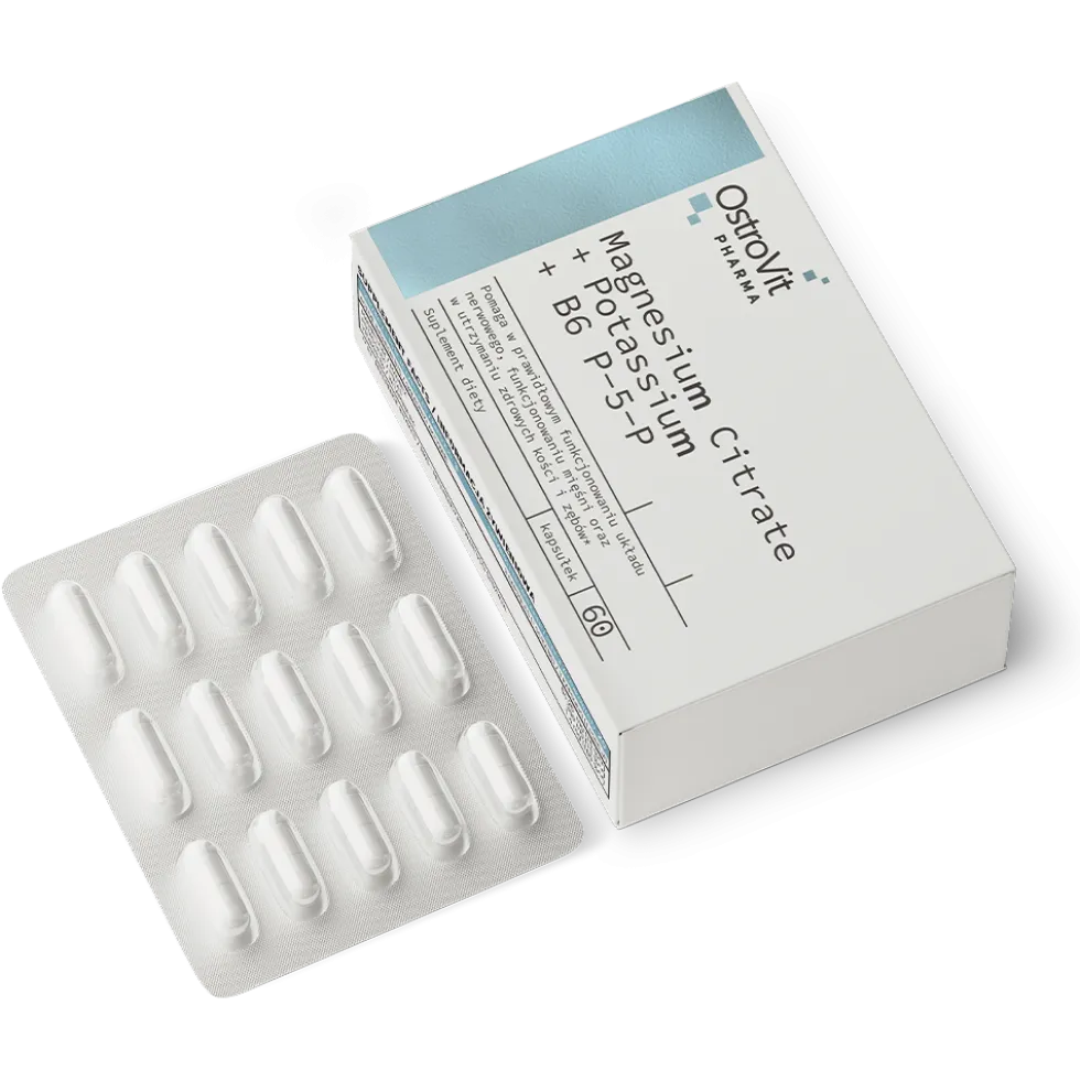 OstroVit Pharma Cytrynian Magnezu + Potas + B6 P-5-P 60 kapsułek