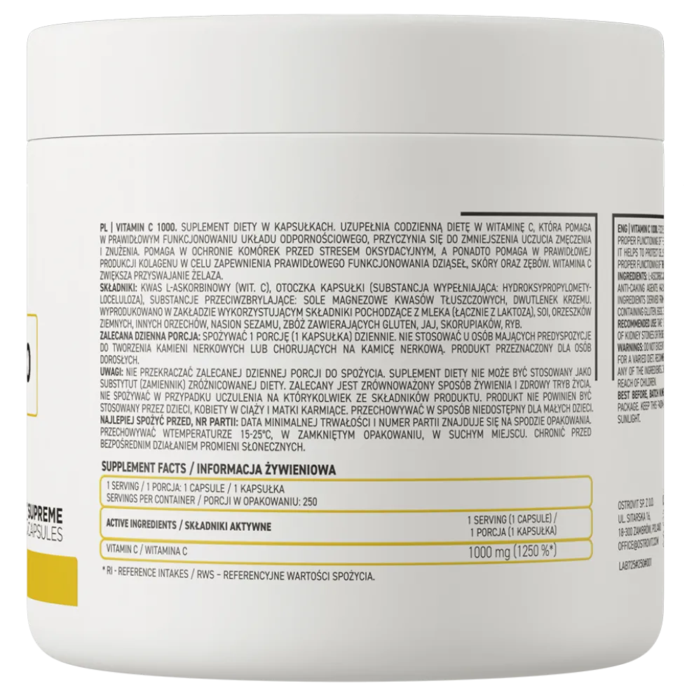 OstroVit Witamina C 1000 mg 250 kapsułek